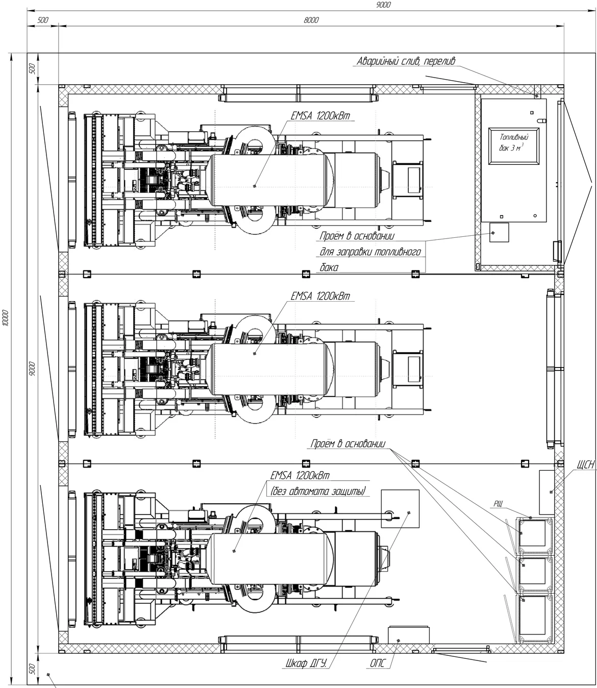 Автономный генерирующий центр (АГЦ) из трех ДГУ общей мощностью 3600 кВт для складского комплекса Wildberries