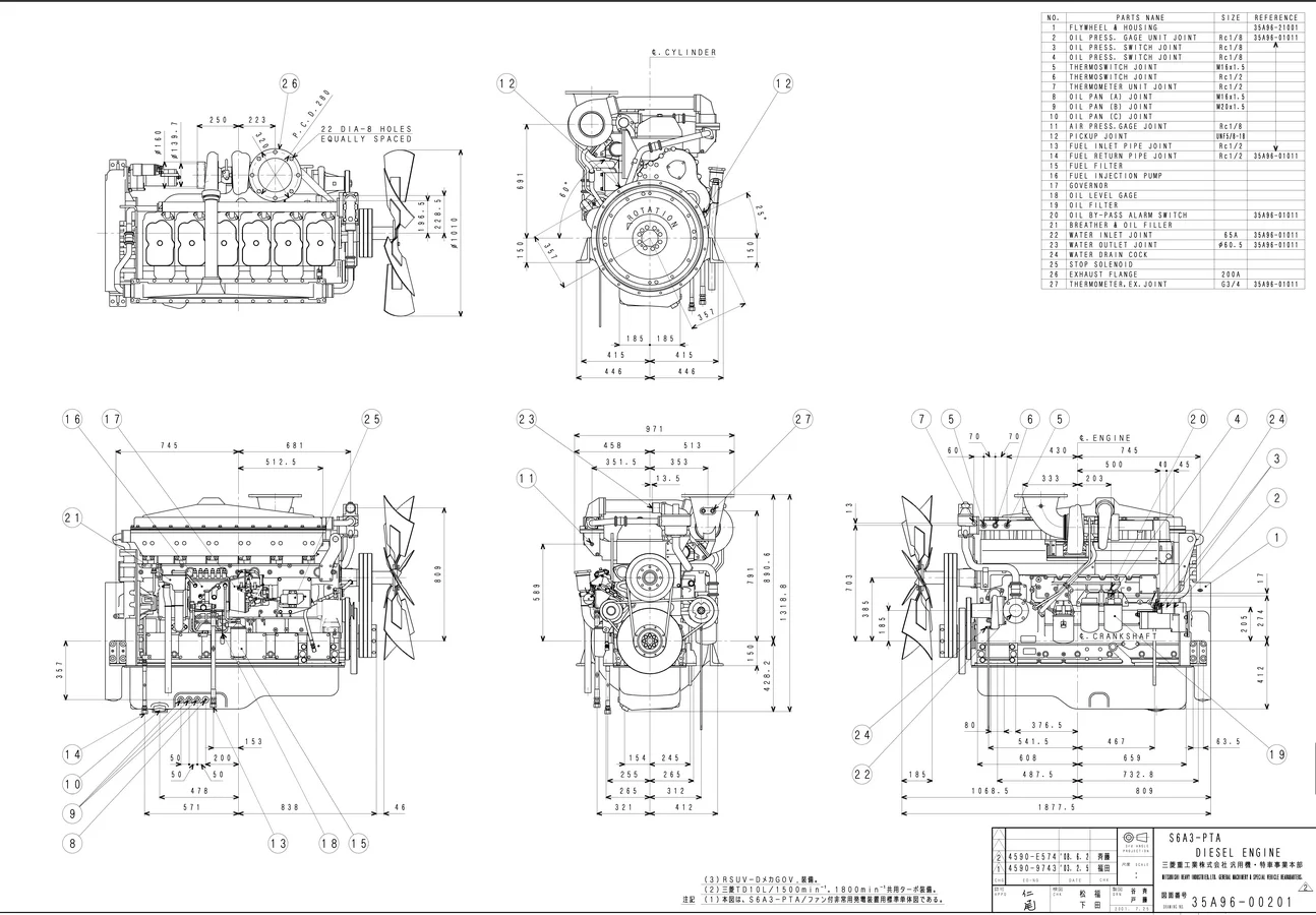 Mitsubishi S6A3-E2PTAA - 0 кВт купить  | Двигатель в Техэкспо
