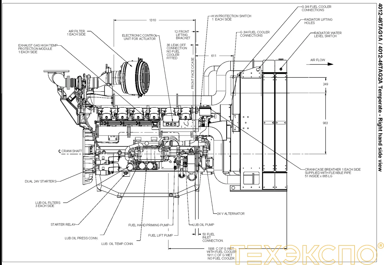 Perkins 4012-46TAG2A - 0 кВт купить  | Двигатель в Техэкспо
