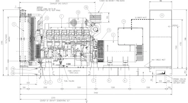 Чертеж высоковольтной ДЭС 10,5 кВ мощностью 1120 кВт – фото 2 из 4