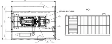 Контейнер с внутренней системой шумоглушения для бизнес-центра в Москве – чертеж из проектной документации 1 из 4