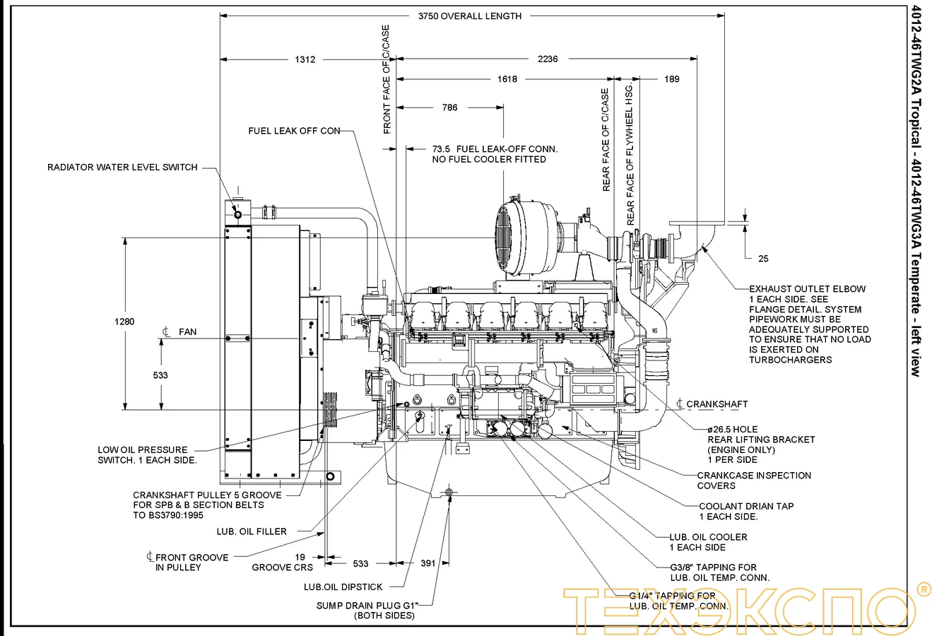 Perkins 4012-46TWG3A - 0 кВт купить  | Двигатель в Техэкспо