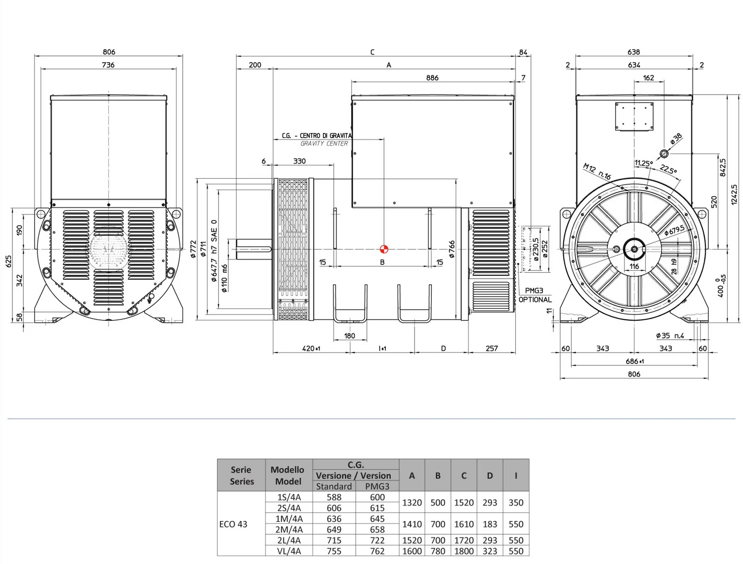 Mecc Alte ECO43-VL/4 - 1120 кВт купить  | Генератор в Техэкспо