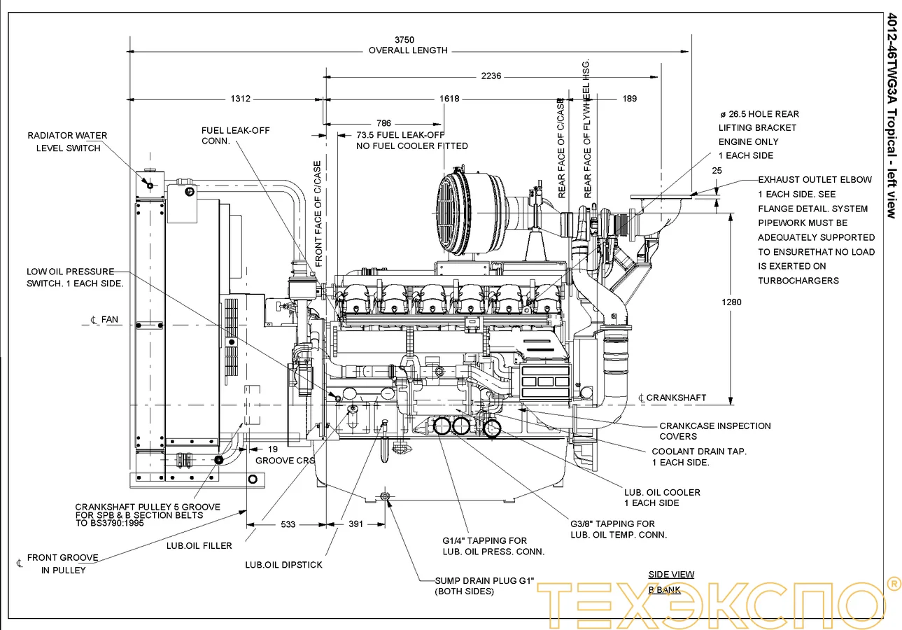 Perkins 4012-46TWG3A - 0 кВт купить  | Двигатель в Техэкспо
