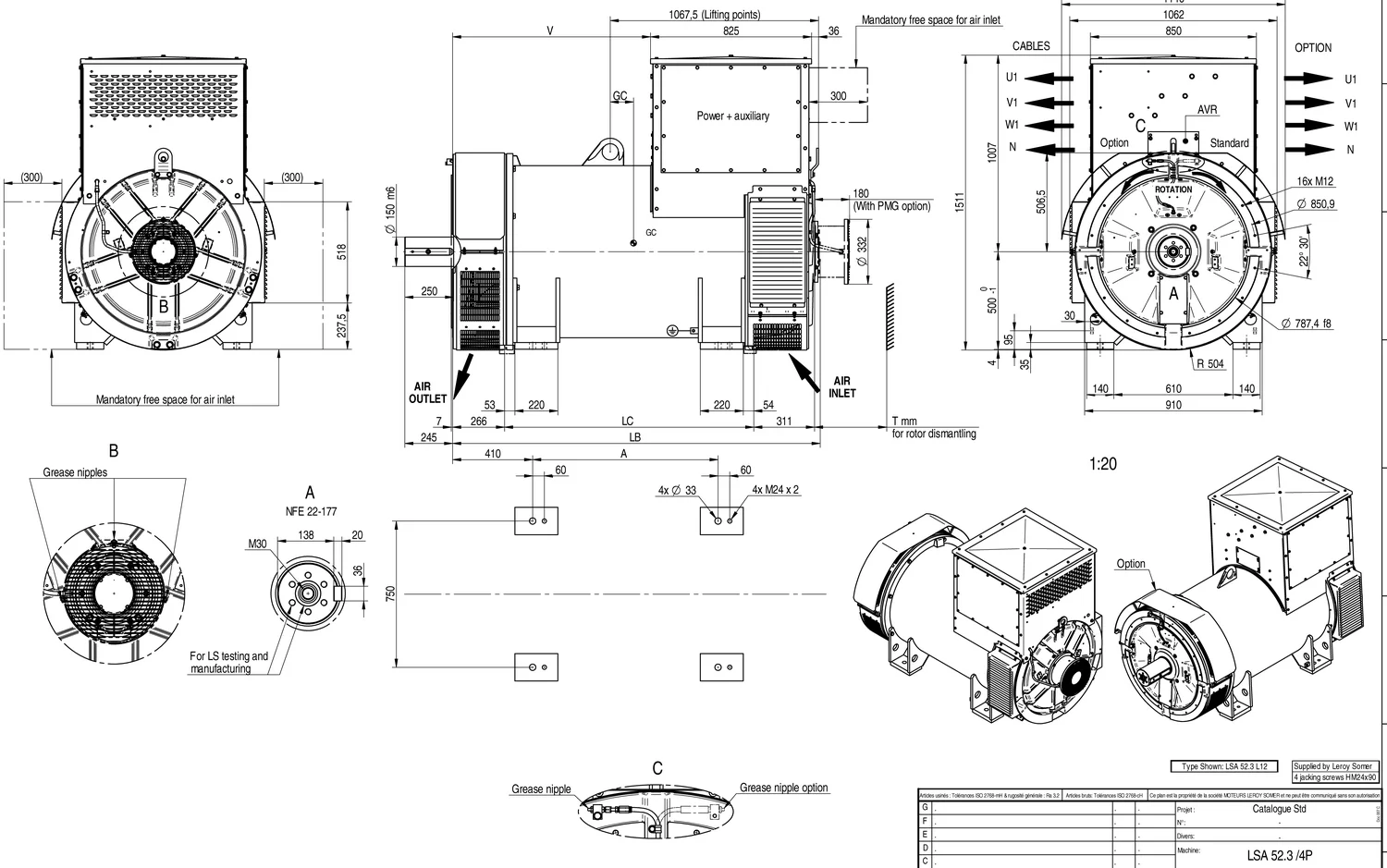 Leroy Somer LSA 52.3 L9 - 1888 кВт купить  | Генератор в Техэкспо