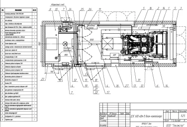 Два контейнера энергокомплекса 1200 кВт для производителя биопрепаратов «Генериум» – чертеж из проектной документации 1 из 5