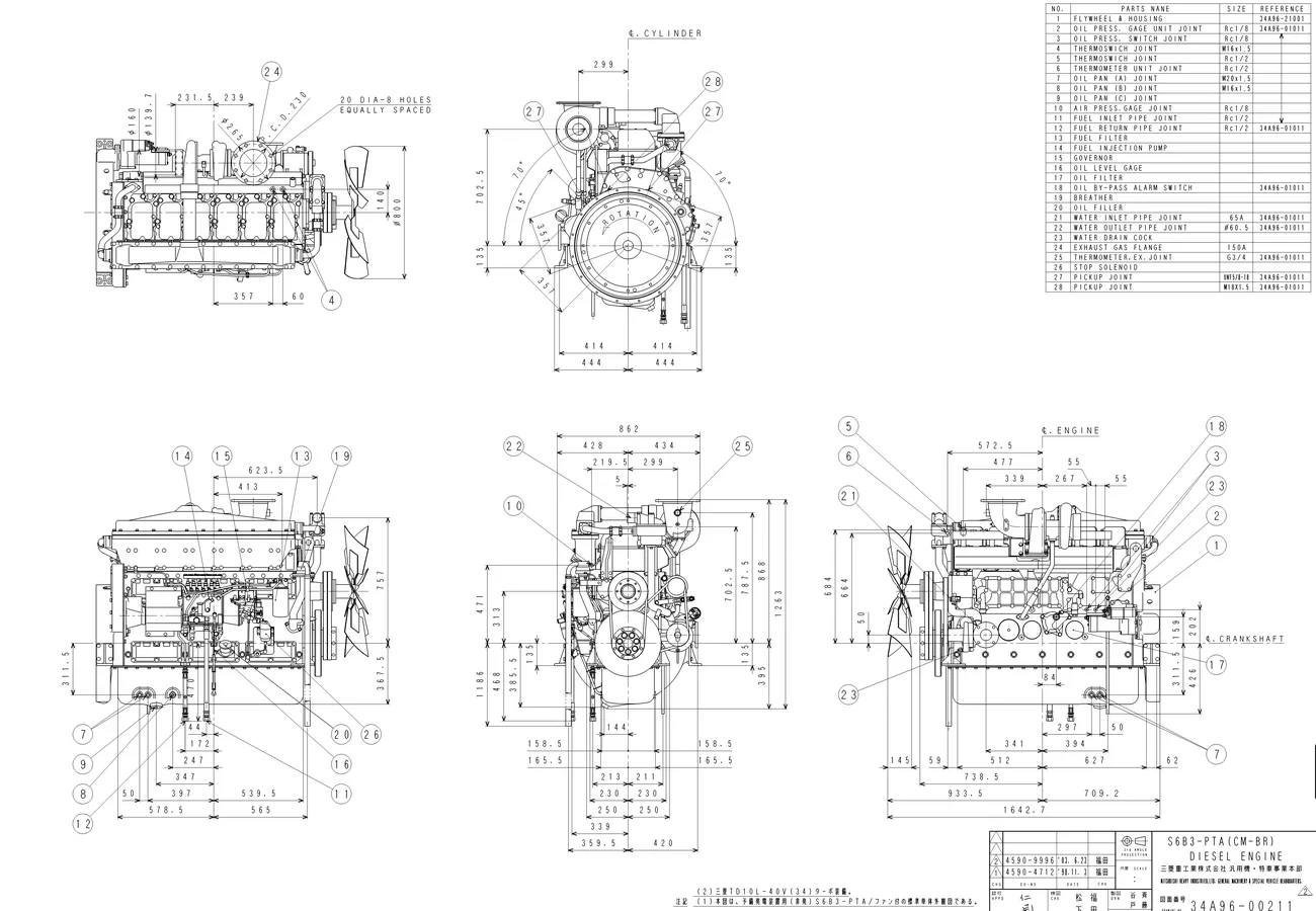 Mitsubishi S6B3-PTA - 0 кВт купить  | Двигатель в Техэкспо