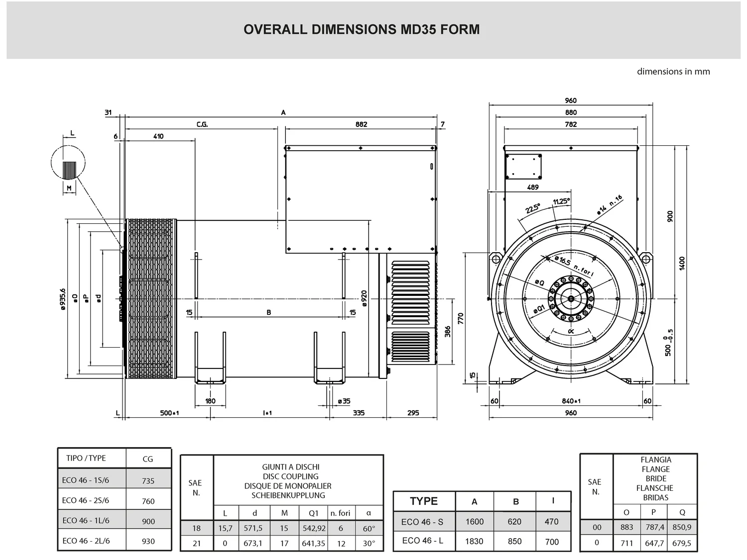 Mecc Alte ECO46-2L/6 - 1360 кВт купить  | Генератор в Техэкспо