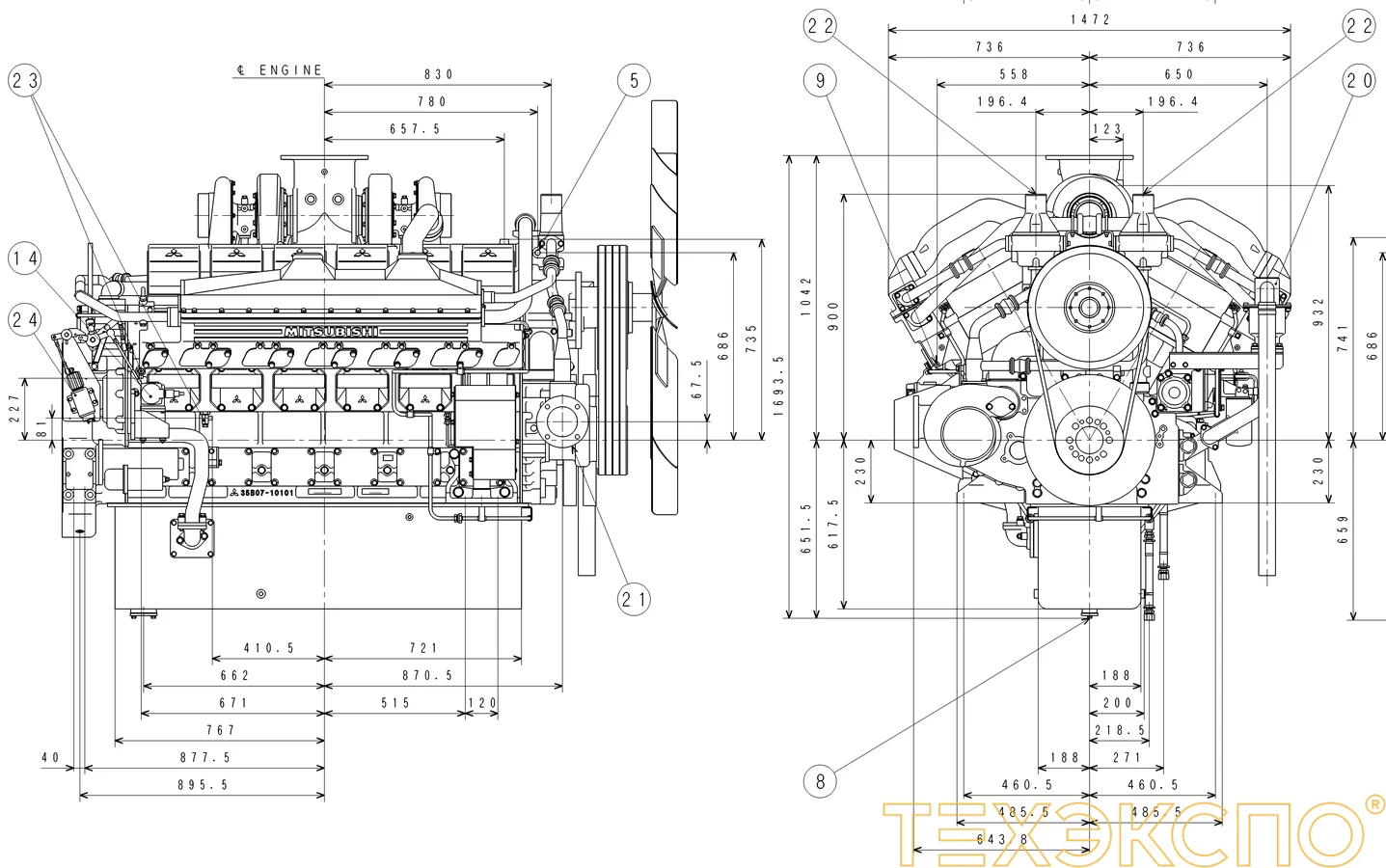 Mitsubishi S12H-PTA-S - 0 кВт купить  | Двигатель в Техэкспо