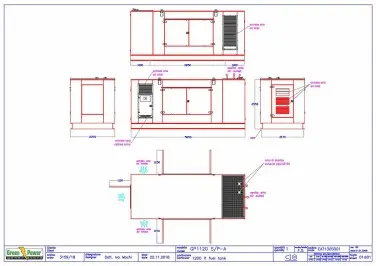 ДЭС 800 кВт на двигателе Perkins для бизнес-центра Fort Tower – чертеж из проектной документации 1 из 2