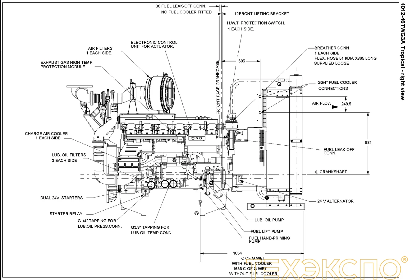 Perkins 4012-46TWG3A - 0 кВт купить  | Двигатель в Техэкспо