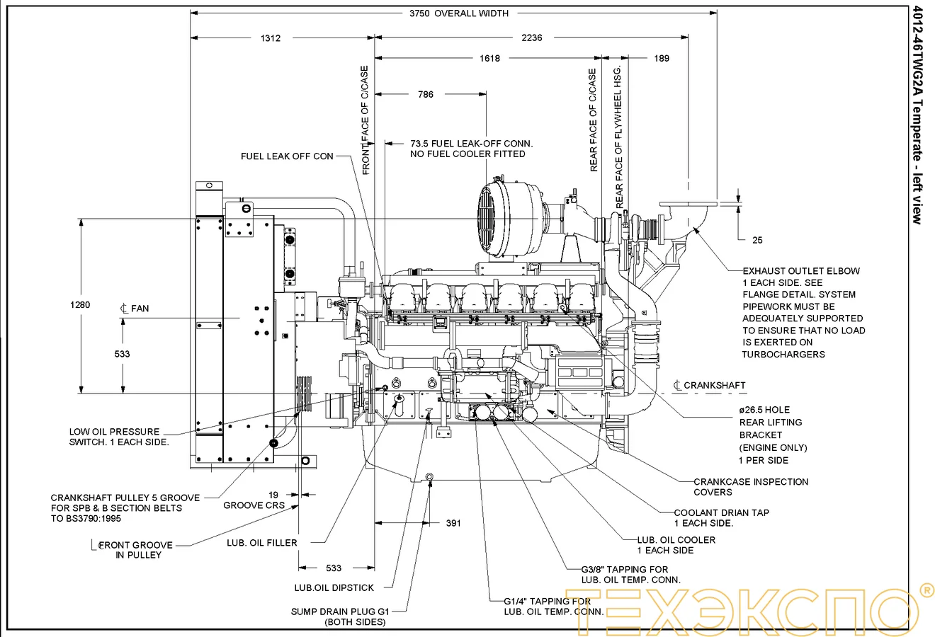 Perkins 4012-46TWG3A - 0 кВт купить  | Двигатель в Техэкспо