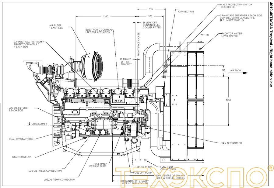 Perkins 4012-46TAG3A - 0 кВт купить  | Двигатель в Техэкспо