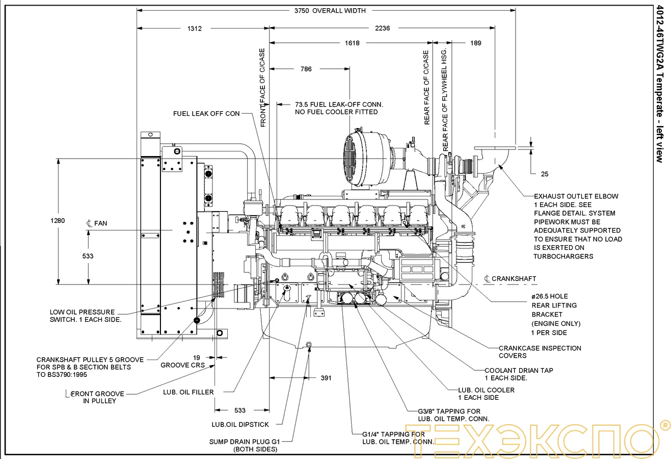 Perkins 4012-46TWG2A - 0 кВт купить  | Двигатель в Техэкспо
