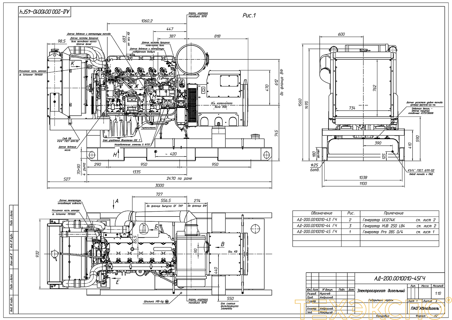 Дизель ТЭ.200С-Т400-2РН ЯМЗ - 7514 - ДЭС 200 кВт  за 5&nbsp;471&nbsp;911 рублей | Дизельная электростанция в Техэкспо