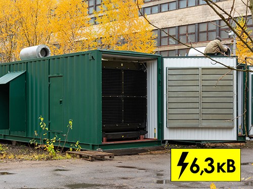 Четыре высоковольтные дизель-генераторные установки 1200 кВт в параллели с РУ-6,З кВ для производства пиломатериалов