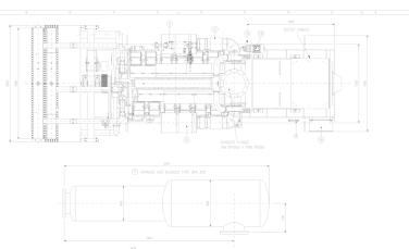 ДЭС 1200 кВт Mitsubishi с резервуаром 4500 л для Боткинской больницы в Москве – чертеж из проектной документации 6 из 8
