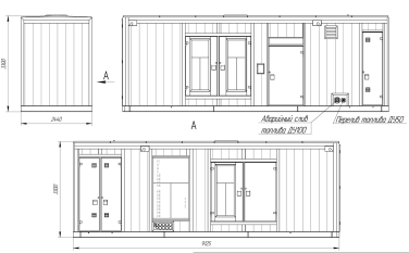 ДЭС 1200 кВт Mitsubishi с резервуаром 4500 л для Боткинской больницы в Москве – чертеж из проектной документации 4 из 8