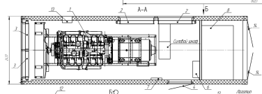 Передвижная ДЭС Cummins 800 кВт с топливным баком на 3000 л в Норильск для переработки лома цветных металлов – чертеж из проектной документации 2 из 6