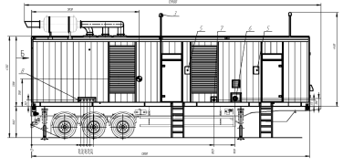 Два контейнера 13м на шасси длиной 14 м для ДЭС 4 МВт на АЭС «Руппур» – чертеж из проектной документации 3 из 10