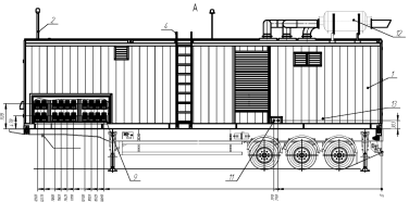 Два контейнера 13м на шасси длиной 14 м для ДЭС 4 МВт на АЭС «Руппур» – чертеж из проектной документации 2 из 10