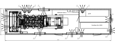 Два контейнера 13м на шасси длиной 14 м для ДЭС 4 МВт на АЭС «Руппур» – чертеж из проектной документации 9 из 10