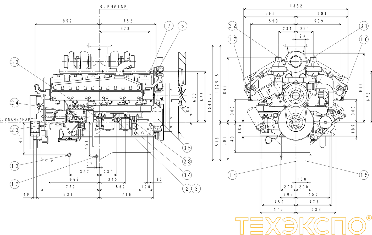 Mitsubishi S12A2-PTA - 724 кВт купить в Санкт-Петербурге | Двигатель в Техэкспо